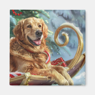 Imã Cachorro Retriever Dourado Natal Festivo