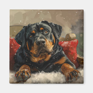 Imã Cachorro Rottweiler Festivo de Natal