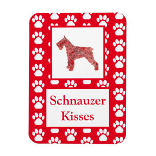 Ímã Cachorro Schnauzer Beijou Silhouette na Grade Verm