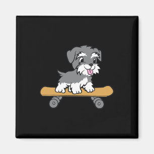 Imã Cachorro Schnauzer Miniatura de Skate Fofo Schnauz