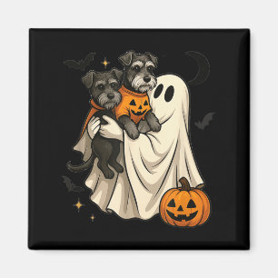 Imã Cachorro Schnauzer Miniatura Fantasma Halloween