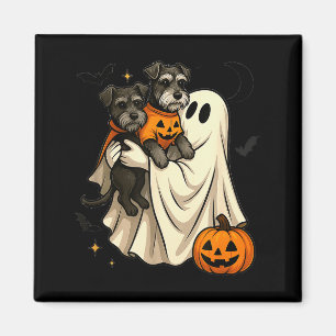 Imã Cachorro Schnauzer Miniatura Fantasma Halloween