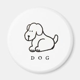 Imã Cachorro Sentado Cartoon Engraçado