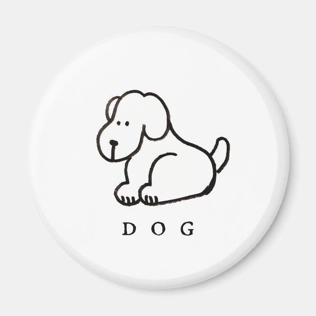 Imã Cachorro Sentado Cartoon Engraçado (Frente)