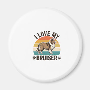 Imã Cachorro Sheltie Vintage Eu Amo Meu Bruiser Design
