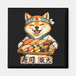 Imã Cachorro shiba inu engraçado comendo sushi comida