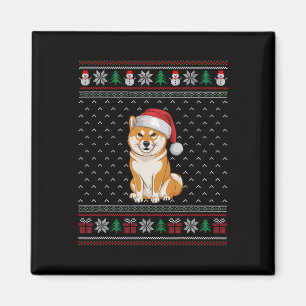 Imã Cachorro Shiba Inu Vestindo o Amor de Papai Noel F