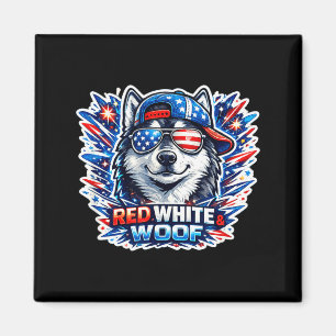 Imã Cachorro siberiano husky engraçado vermelho branco