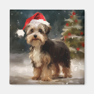 Imã Cachorro Terrier no Natal da Neve