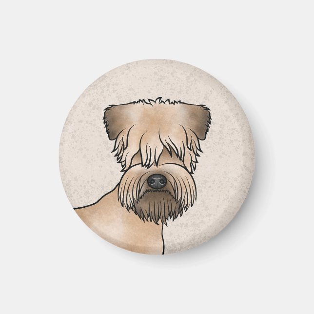Imã Cachorro Terrier Wheaten de Capa Macia Close-Up (Frente)