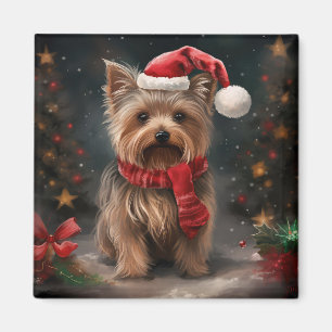 Imã Cachorro Yorkshire Terrier na Neve Natal