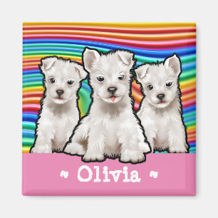 Imã Cachorros de Arco-Íris com Magnet quadrado persona