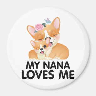Imã Cachorros de Corgi Bonitos - Minha Nana Me Ama