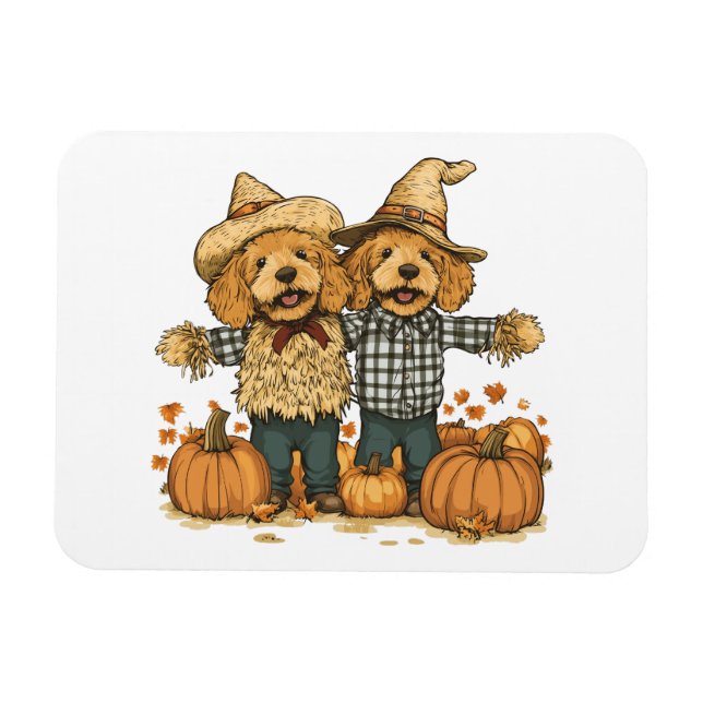 Ímã Cachorros de Goldendoodle da Colheita de outono (Horizontal)