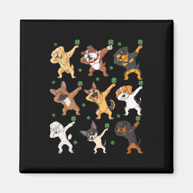 Imã Cachorros Dias de São Patrícios Segurando Vestidos (Frente)