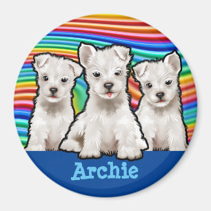 Imã Cachorros do Arco-Íris Personalizados.