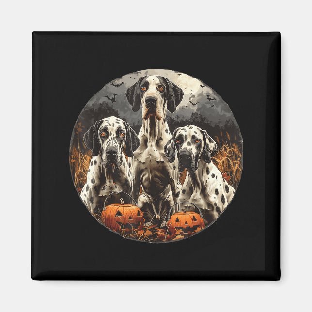 Imã Cachorros Great Dane Fofo de Halloween Abóbora Ass (Frente)