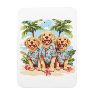 Ímã Cachorros ouros que Vestem camisas havaianas