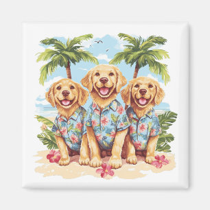 Imã Cachorros ouros que Vestem camisas havaianas