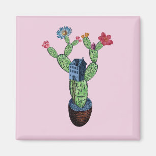 Imã Cacto espinhoso com flores