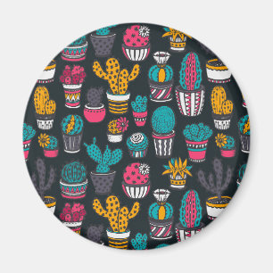 Imã Cacto tirado mão no teste padrão do estilo do