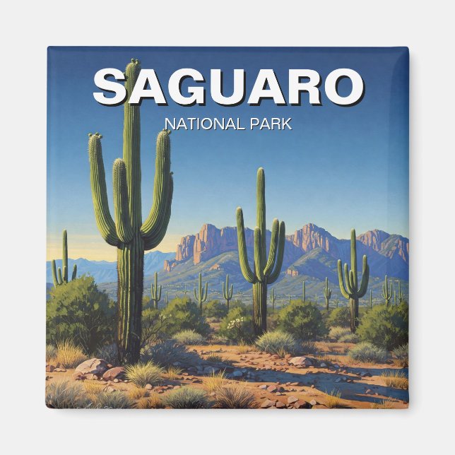 Imã Cactos no Parque Nacional de Saguaro Souvenir (Frente)