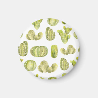 Imã Cactus Bonito, Decoração Sem Costura De Aquarela.