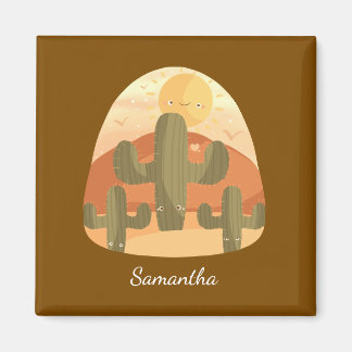 Imã Cactus Desert With Sun