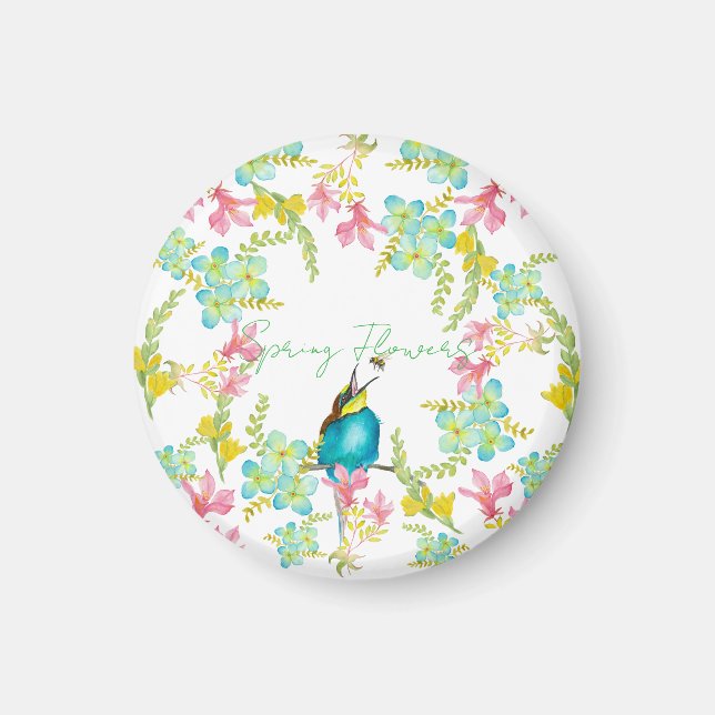 Imã Cadeado de flores de primavera (Frente)