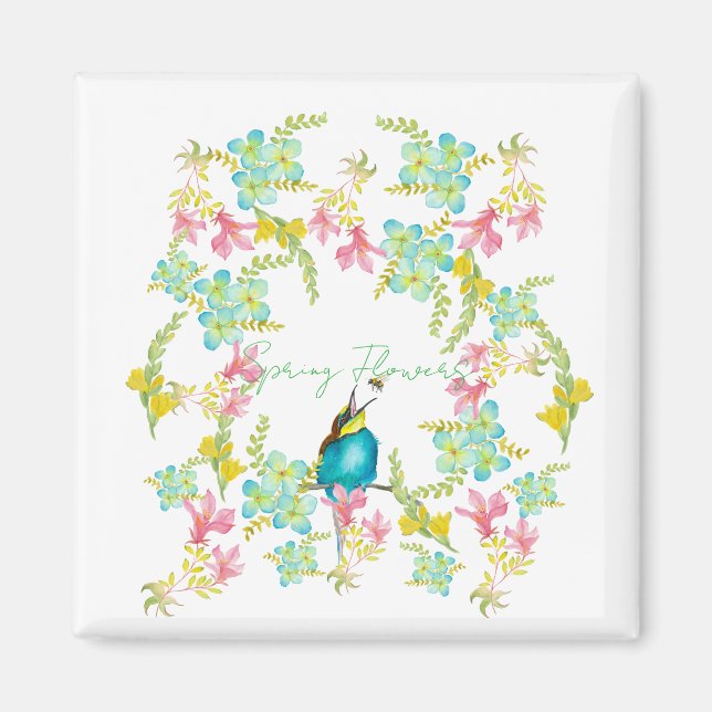 Imã Cadeado de flores de primavera (Frente)