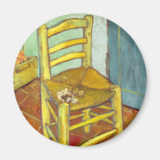 Imã Cadeira de Vincent Van Gogh com cachimbo (Frente)