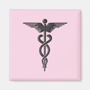 Imã Caduceu Médico Rosa