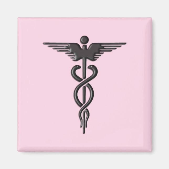 Imã Caduceu Médico Rosa (Frente)