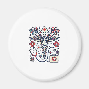 Imã Caduceu Médico Vintage Patriota Enfermeira Vetor D