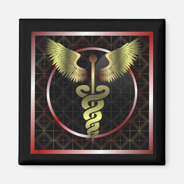 Imã Caduceus Medical Health Magnet (Frente)