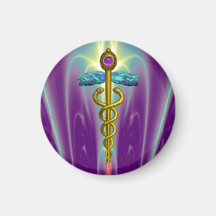 Imã CADUCEUS, vibrante ametista de ouro
