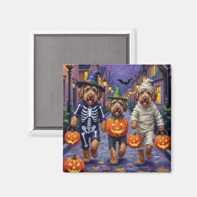 Imã Cães Airedale Terrier fazendo Trick-or-Treating no (Front/Back)