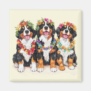 Imã Cães Berneses de Montanha Havaianos Lei de Flores