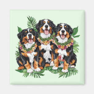 Imã Cães Berneses de Montanha Havaianos Lei de Flores