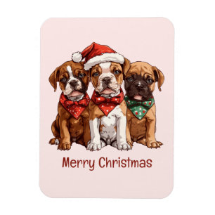 Ímã Cães Boxer Feliz de Natal