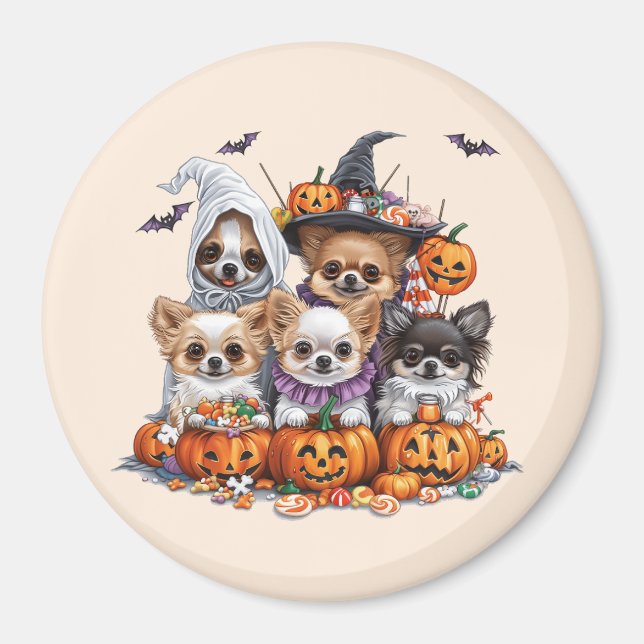 Imã Cães Chihuahua de Halloween (Frente)