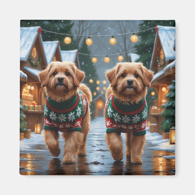 Imã Cães Coton De Tulear Natal Neve Férias (Frente)