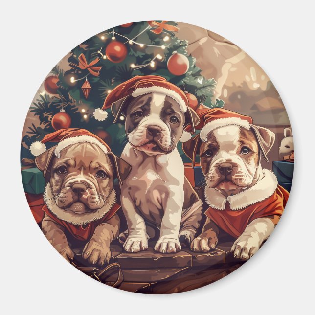 Imã Cães de Cachorro Pit Bull de Natal (Frente)