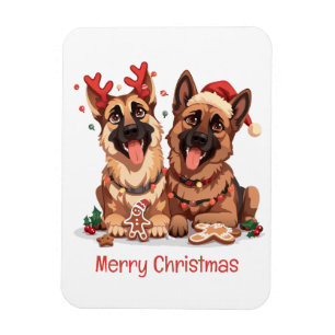 Ímã Cães de German shepherd Feliz de Natal