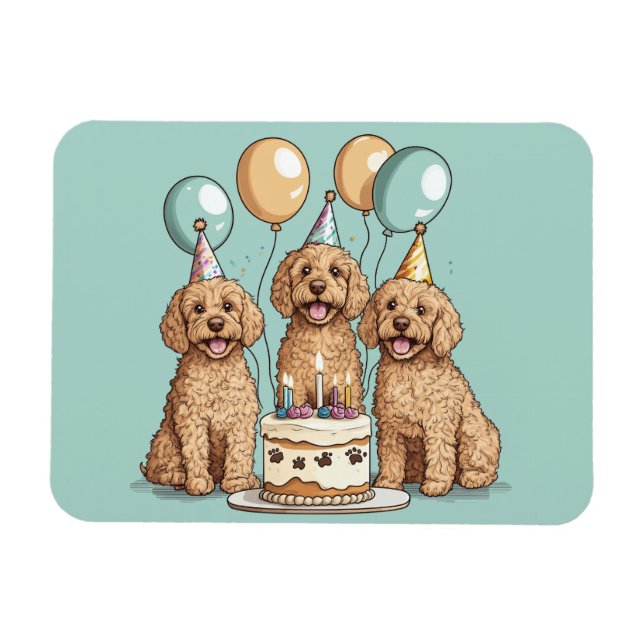 Ímã Cães de Goldendoodle de Aniversário (Horizontal)