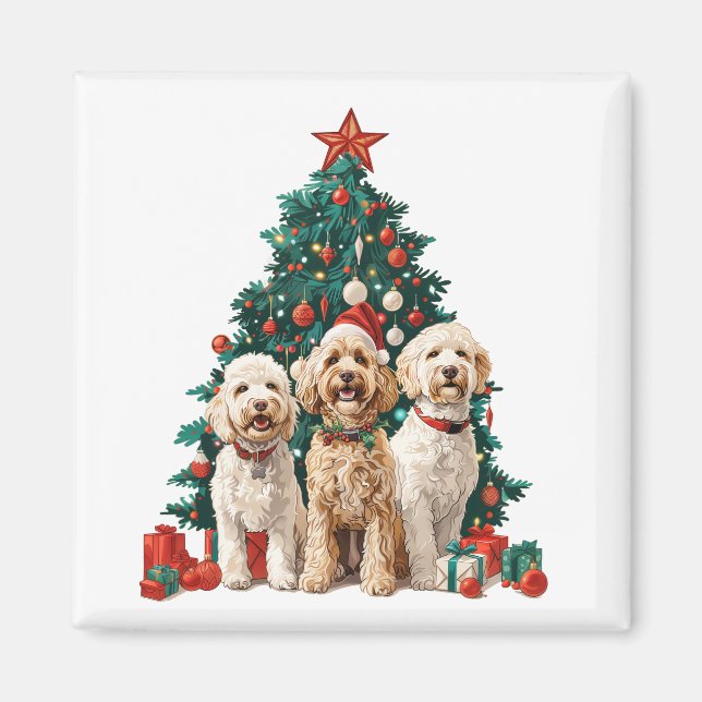 Imã Cães de Goldendoodle de Natal (Frente)
