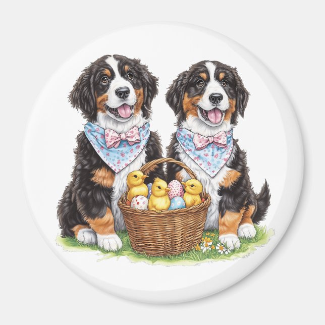 Imã Cães de Montanha Bernese páscoas (Frente)