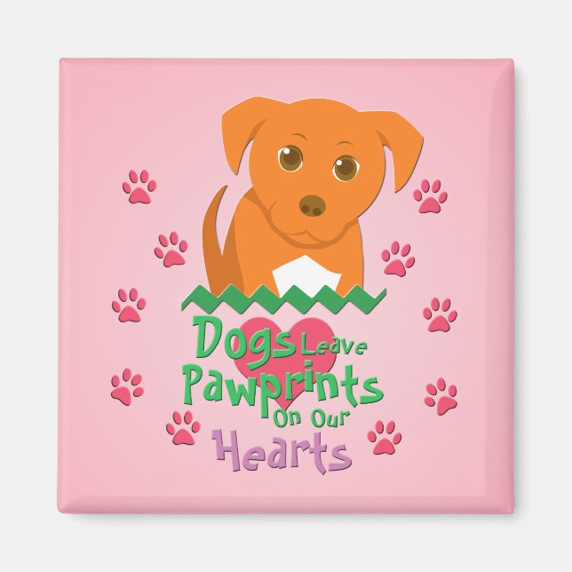 Imã Cães Deixam Pawprint (Frente)