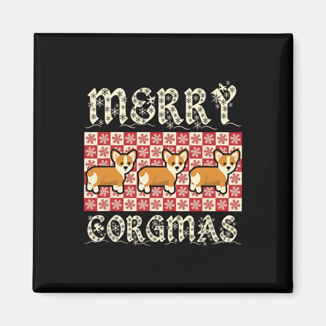 Imã Cães Design de Corgmas de feliz de Corgmas de  (Frente)