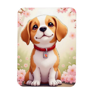 Ímã Cães e flores adoráveis